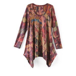 Soft Surroundings Size SMALL Julia Knit Tunic Top Fall Colors Hi-Low Hem